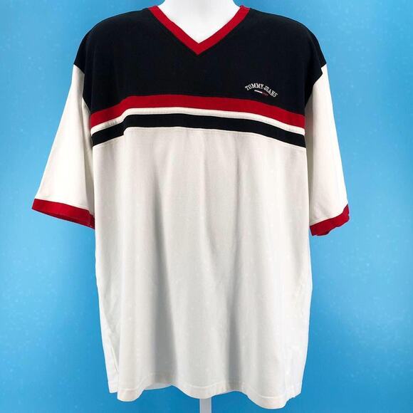 Tommy Hilfiger Tommy Jeans V neck shirt Y2K vintage - Picture 1 of 4